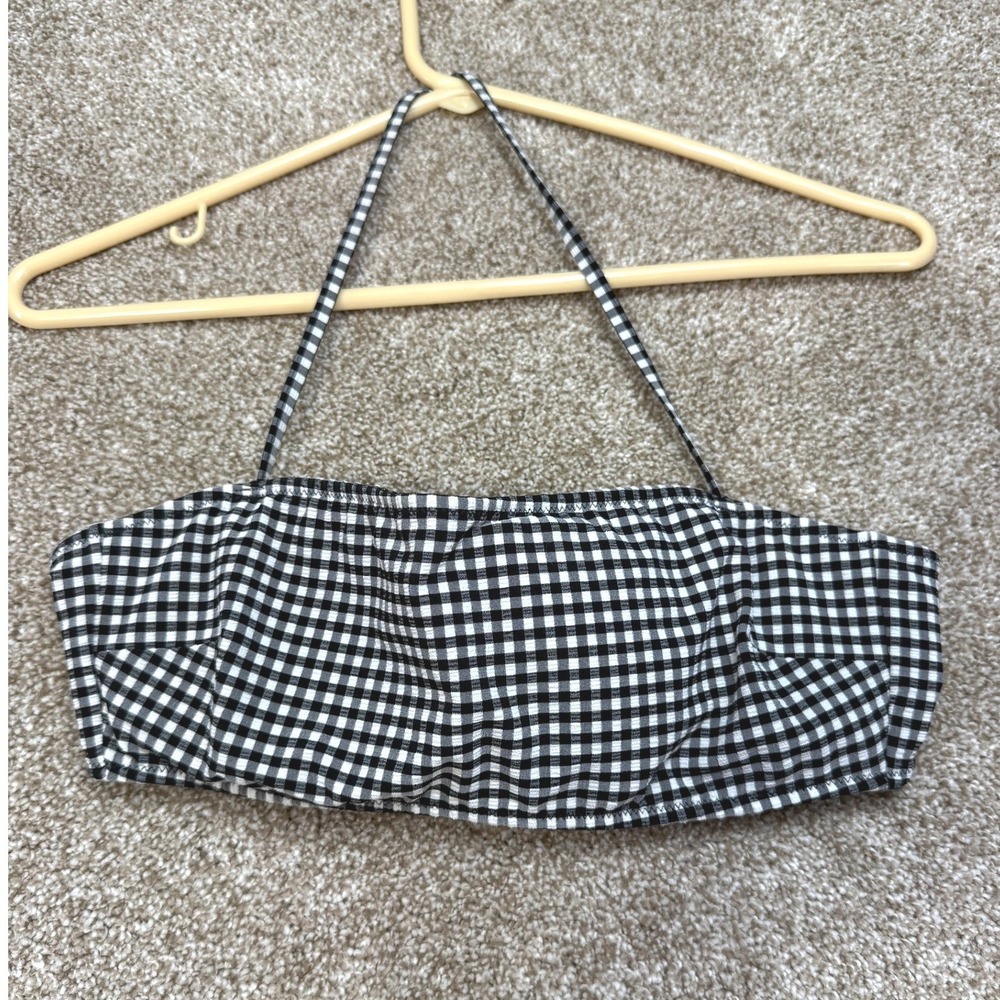 Victoria's Secret Gingham Halter Bikini Top Black‎ White Check Small Bikini Swim